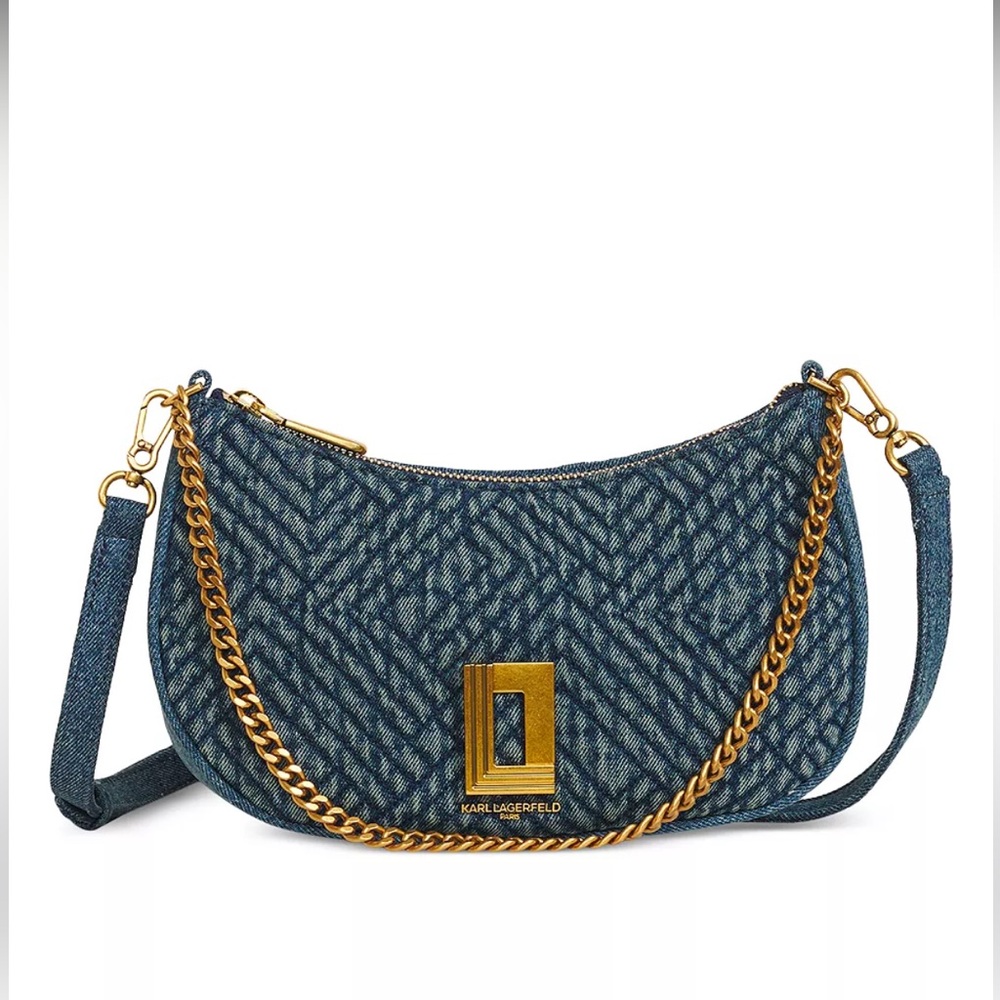 NWT Karl Lagerfeld Lafayette 100% Denim Shoulder Bag Crossbody